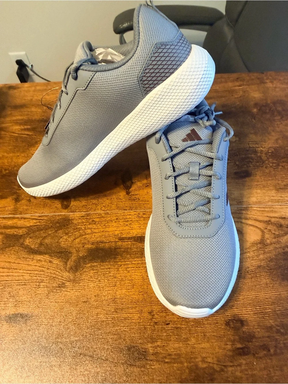 adidas Light Gray Sneakers with Burgundy Three-Stripes